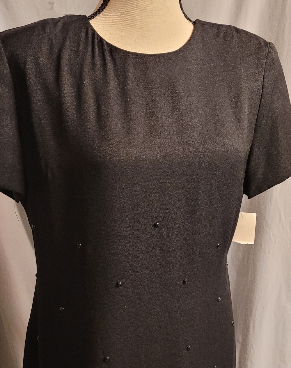 Elegant Black Beaded Women's Dress, Size 8P